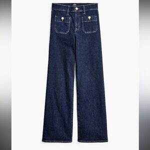 EST. 1946 denim petite mid- rise wide leg blue jeans with pokets in front